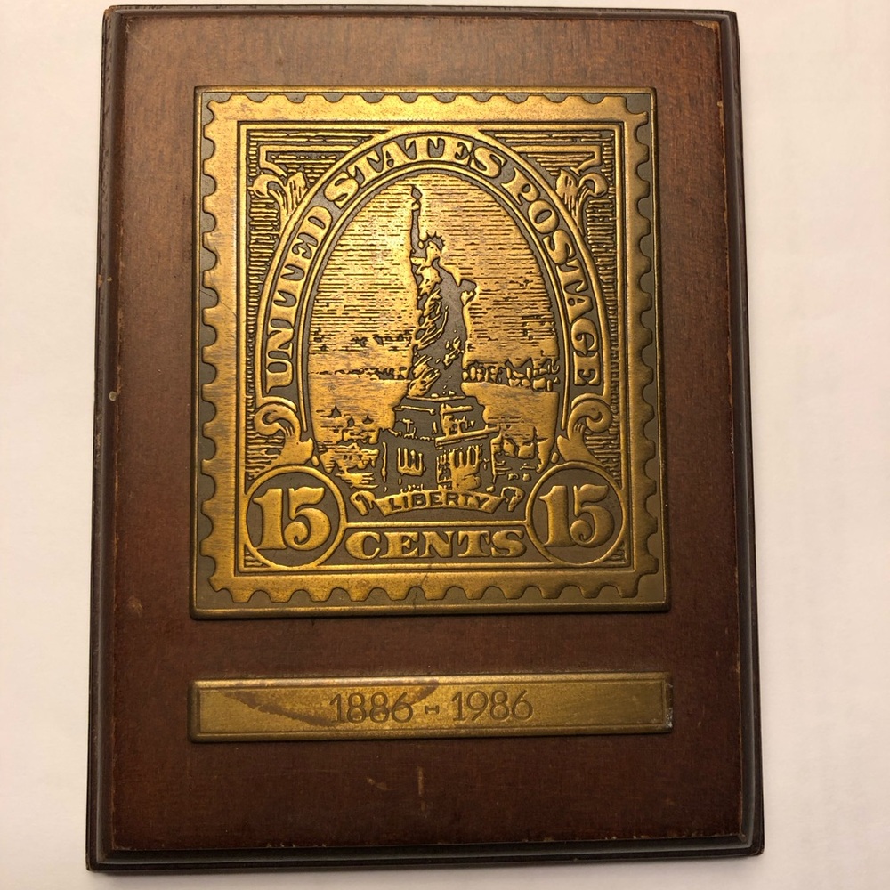 Vintage Avon Gold and Brown Vintage Collectible Stamp Plaque